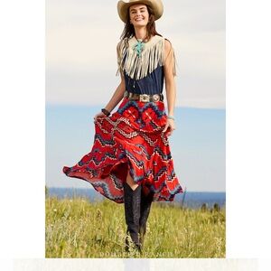 Double D Ranch Vibrant Red and Black A-Line Skirt